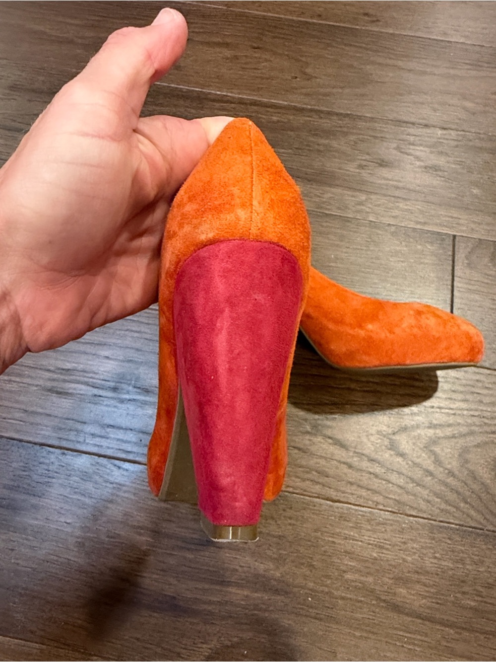 Jeffrey Campbell "Ibiza" Suede Orange Block Heel Pumps Size 8 - C61-003 - Picture 7 of 11